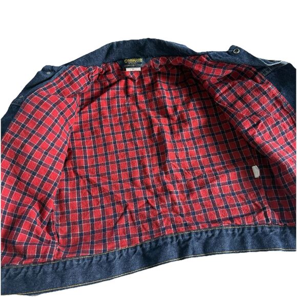 Vtg Boys OshKosh B' Gosh Denim Jean Jacket Red Flannel Lined Trucker Sz 10 USA - Picture 6 of 10
